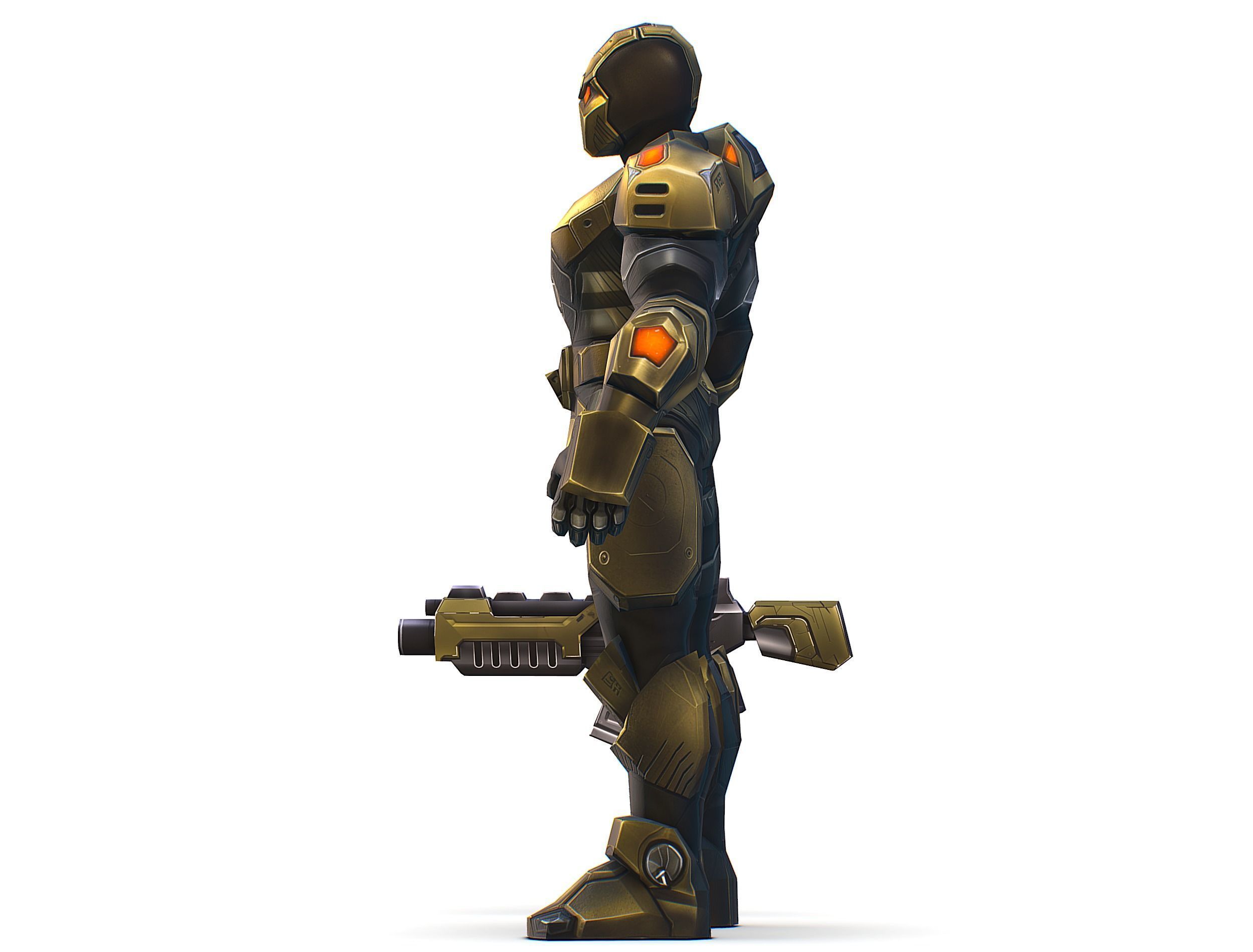 Cartoon Sci-Fi Cyborg Drone Trooper Bandit Low-poly 3D model_6