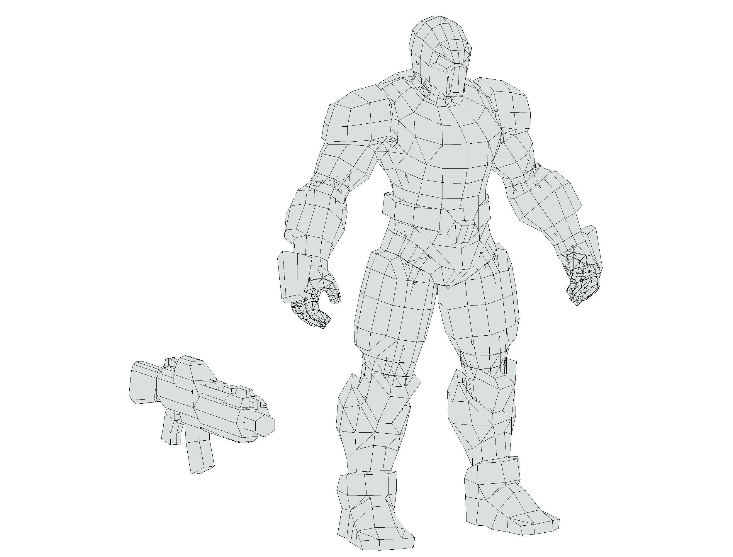 Cartoon Sci-Fi Cyborg Drone Trooper Bandit Low-poly 3D model_54