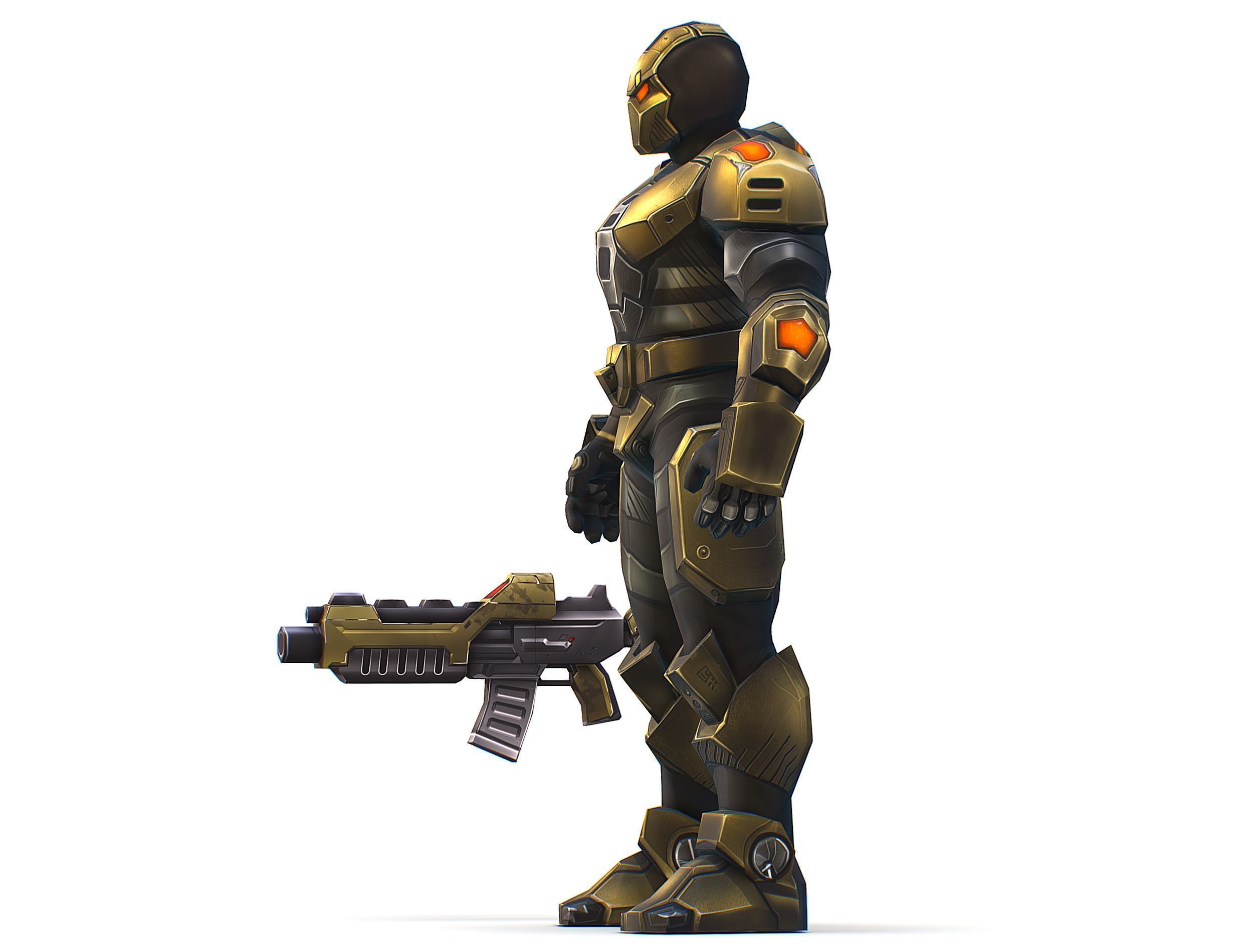 Cartoon Sci-Fi Cyborg Drone Trooper Bandit Low-poly 3D model_5