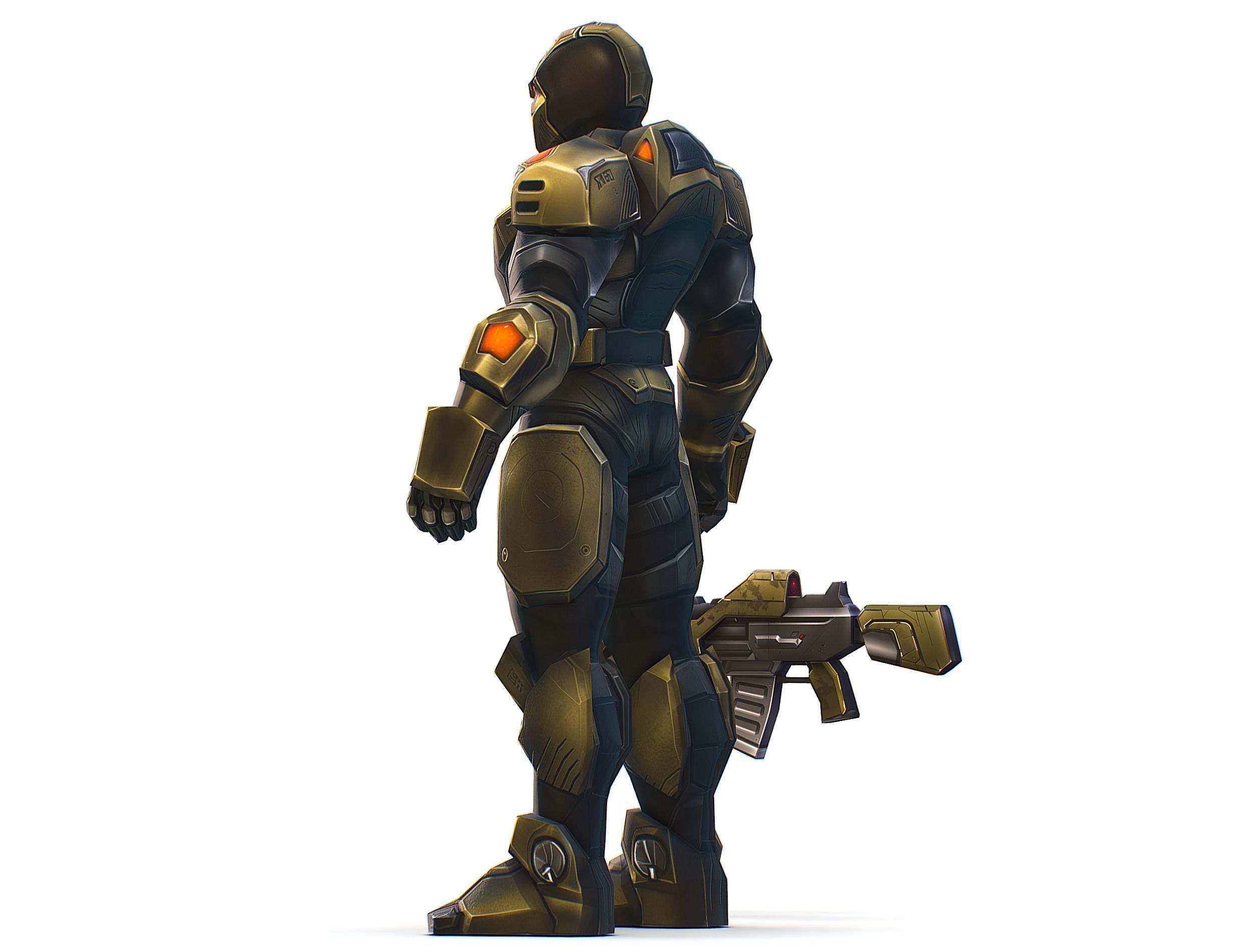 Cartoon Sci-Fi Cyborg Drone Trooper Bandit Low-poly 3D model_7