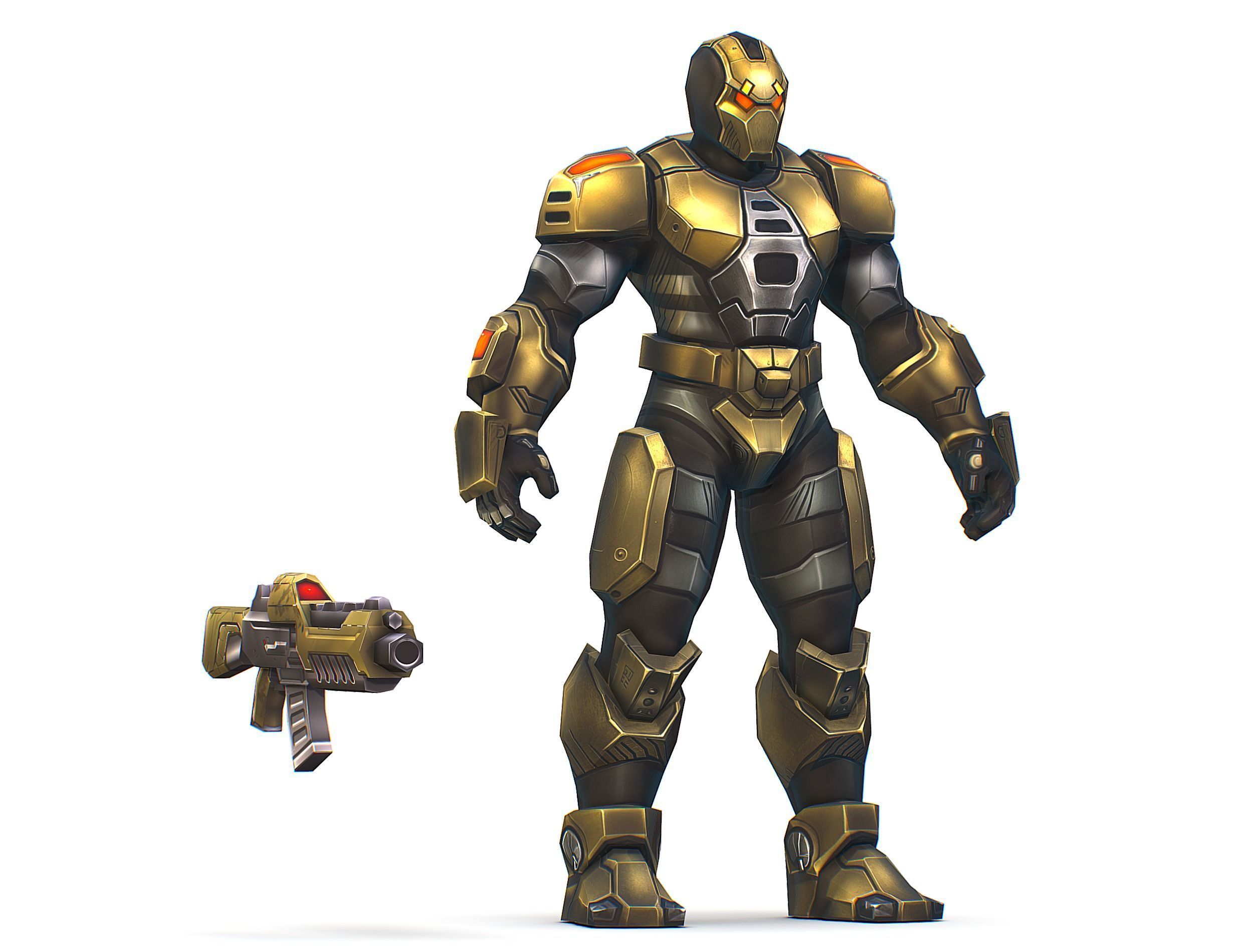 Cartoon Sci-Fi Cyborg Drone Trooper Bandit Low-poly 3D model_14