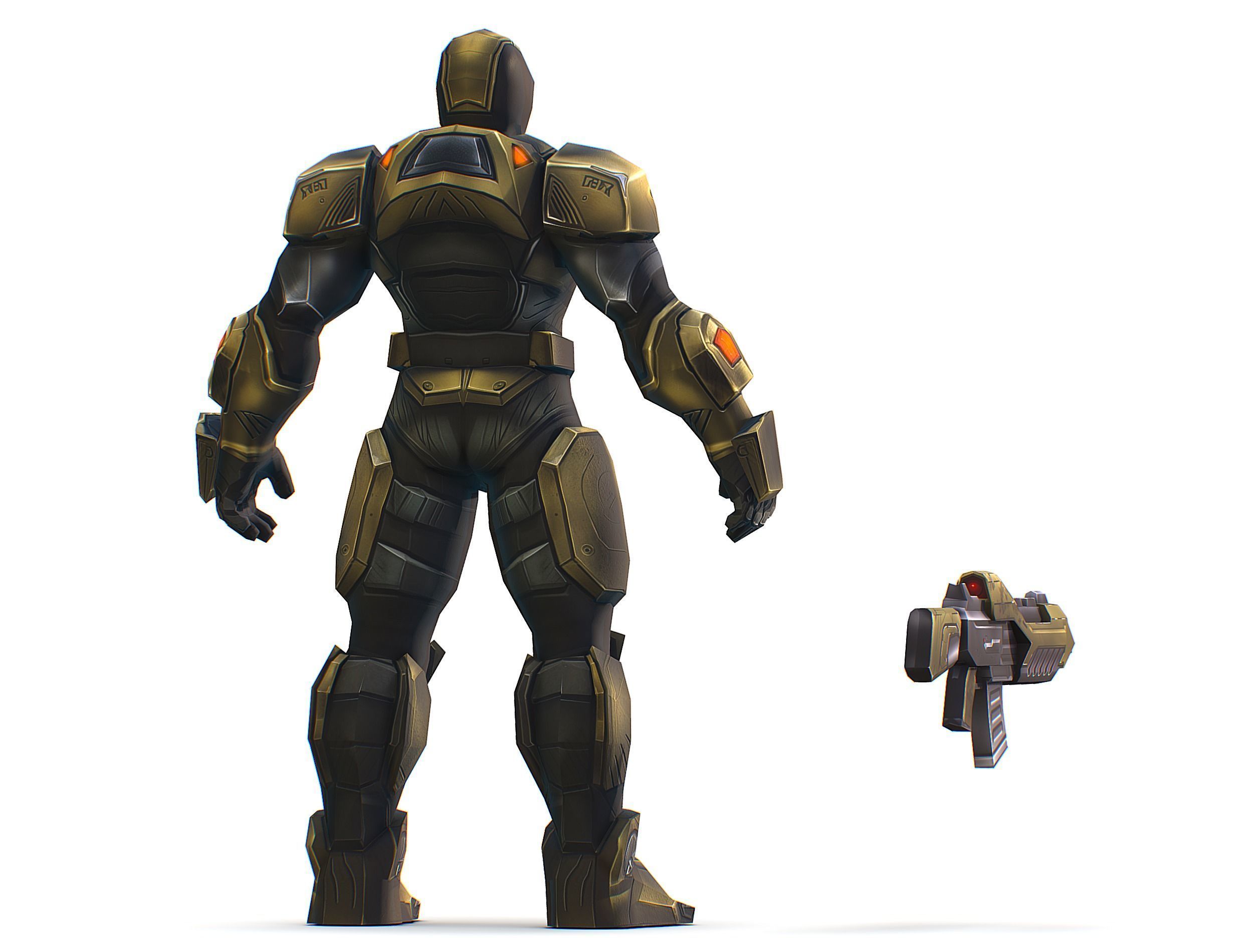 Cartoon Sci-Fi Cyborg Drone Trooper Bandit Low-poly 3D model_10