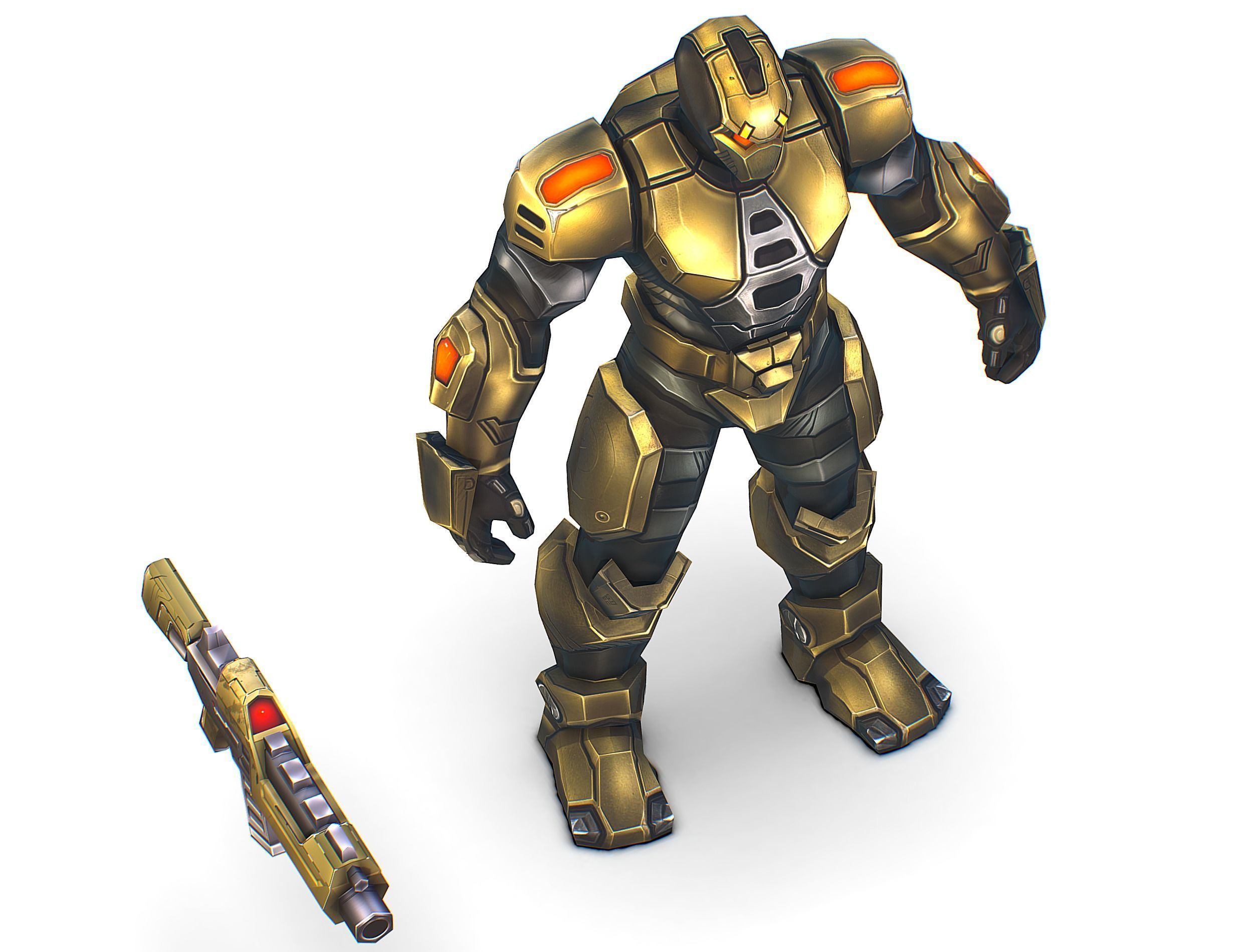 Cartoon Sci-Fi Cyborg Drone Trooper Bandit Low-poly 3D model_37