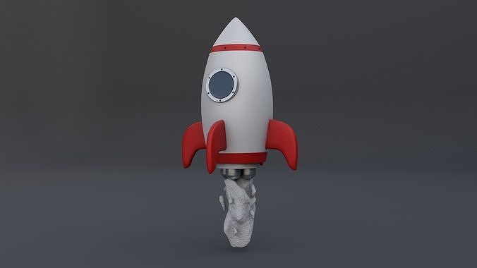 Cartoon Style Rocket Low-poly 3D model