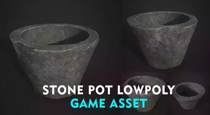 STONE POT LOW POLY GAME ASSET Low-poly 3D model