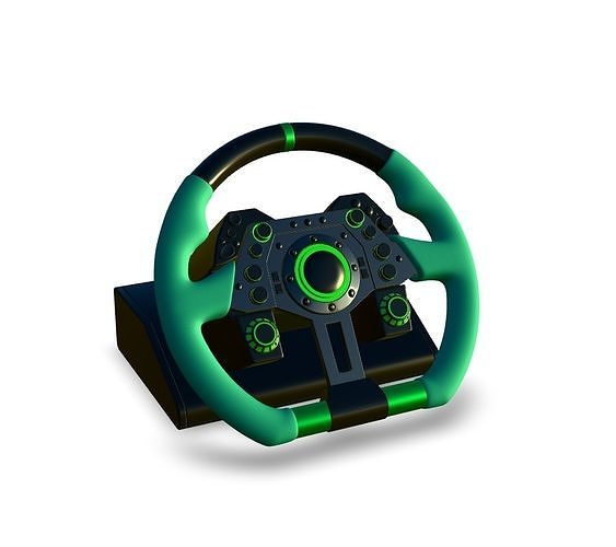 Racing Steering Wheel Low-poly 3D model 5