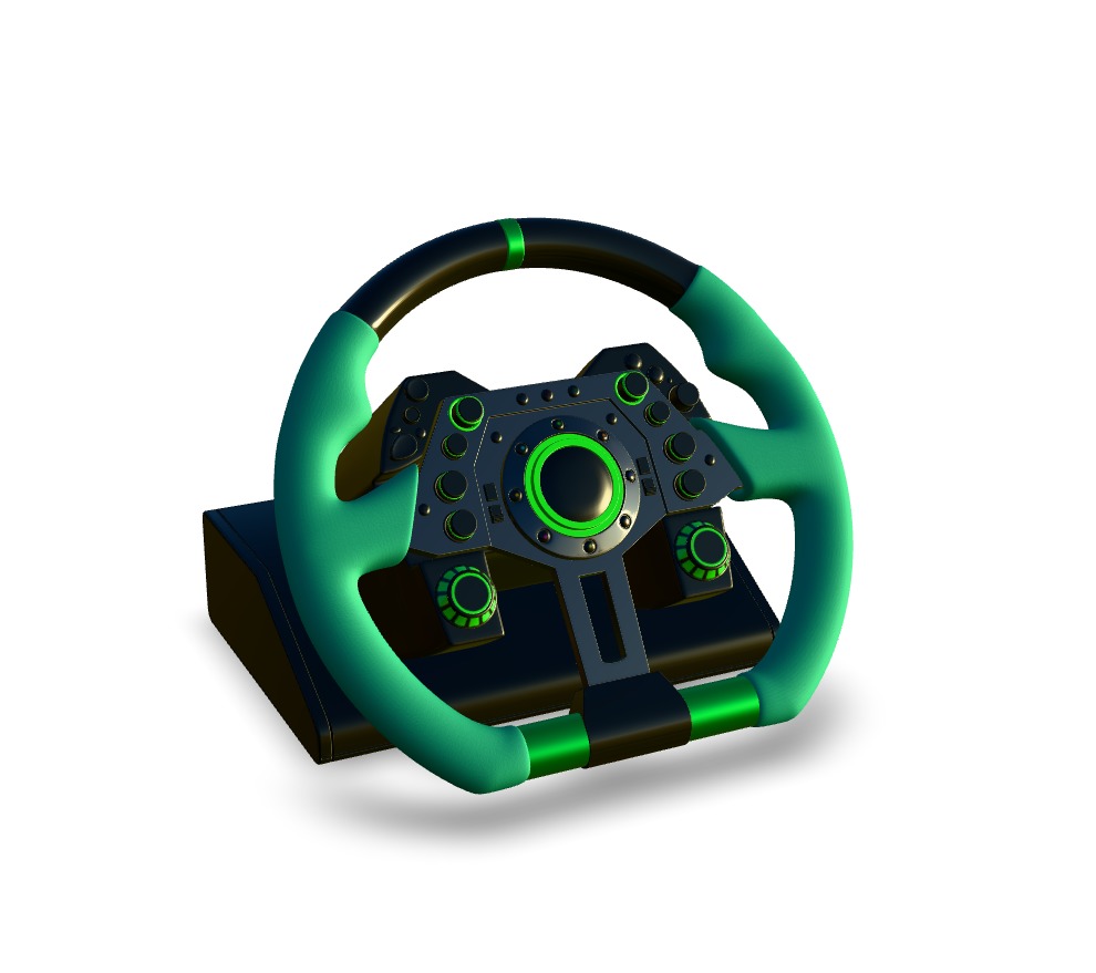 Racing Steering Wheel Low-poly 3D model_4