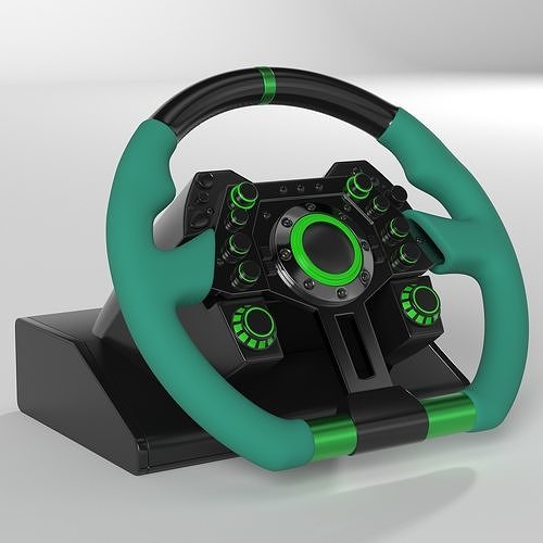Racing Steering Wheel Low-poly 3D model 2