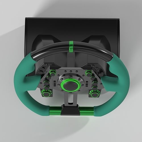 Racing Steering Wheel Low-poly 3D model 4