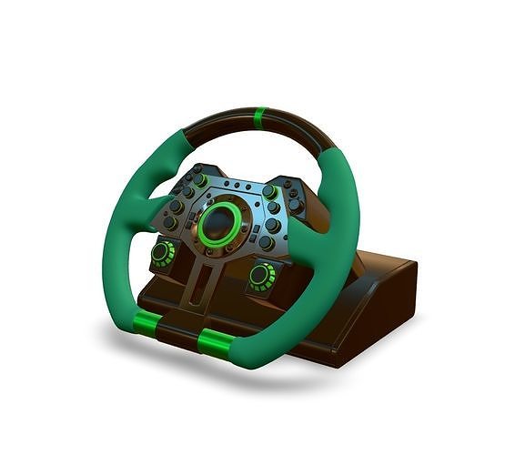 Racing Steering Wheel Low-poly 3D model 6