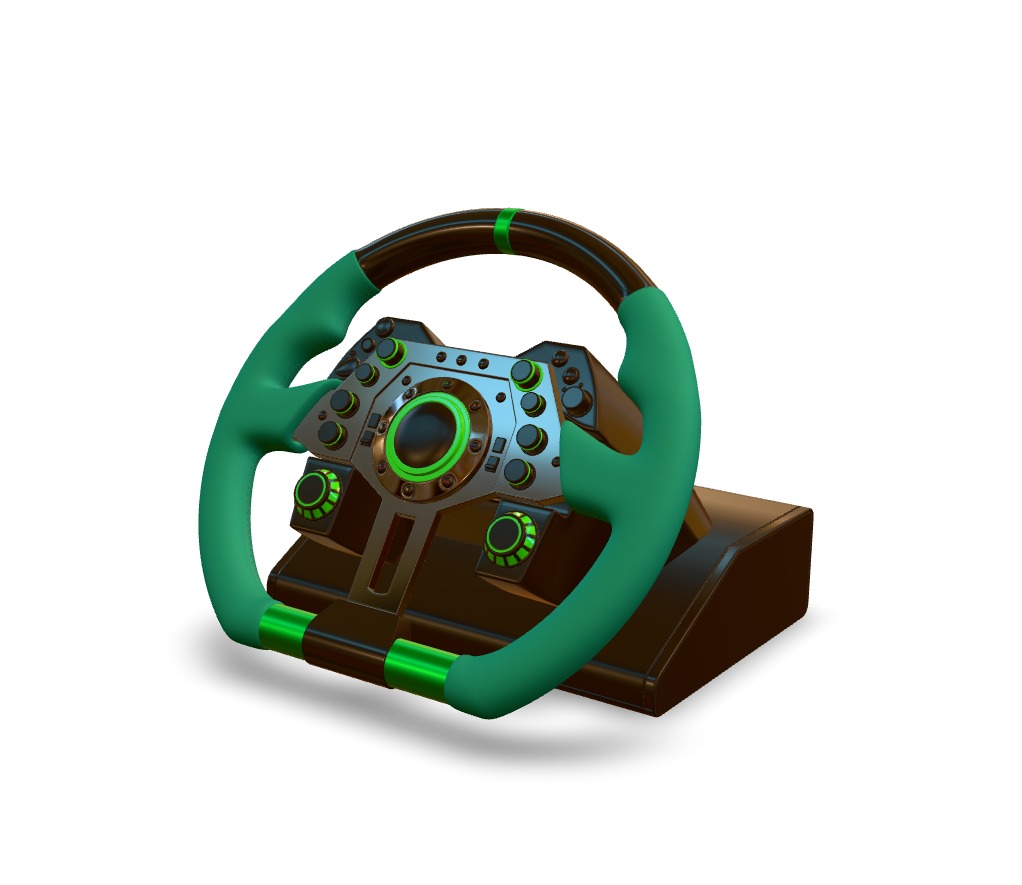 Racing Steering Wheel Low-poly 3D model_5