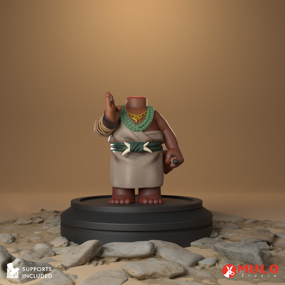 Chibi Headless Monk Bodhisattva Lingji 3D print model_2