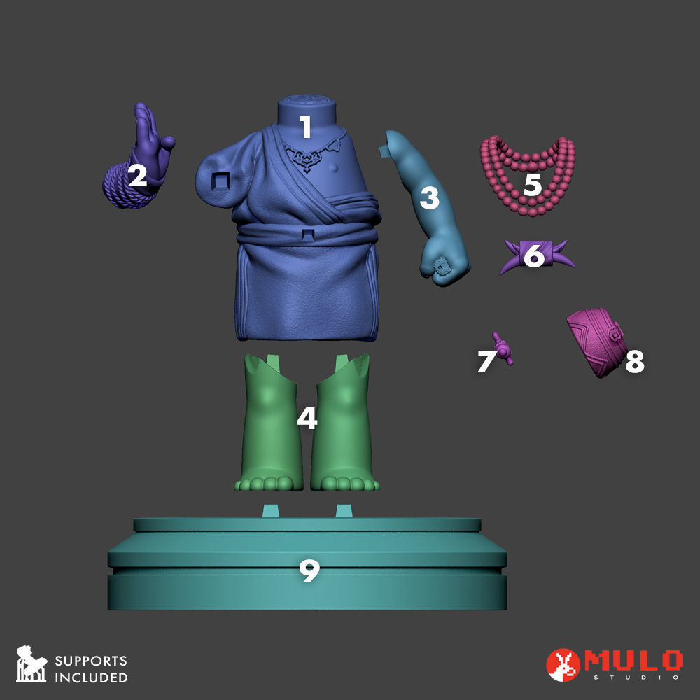 Chibi Headless Monk Bodhisattva Lingji 3D print model_8