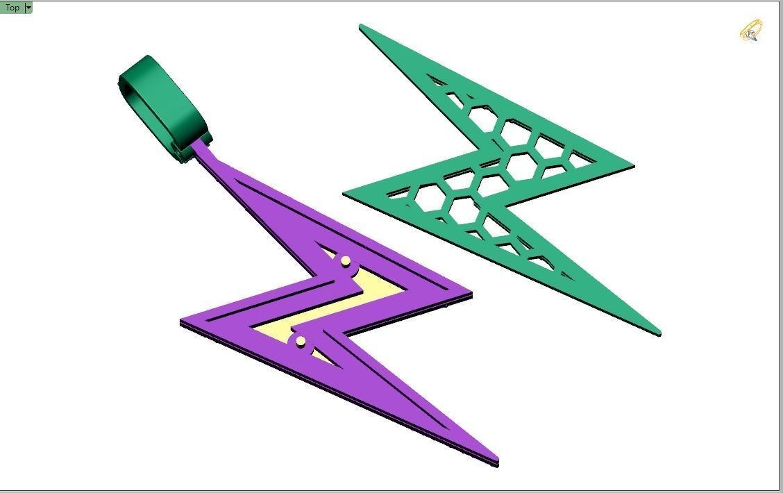 Custom Lightning Bolt Pendant - thunder Logo - Flash Necklace 3D print model_12