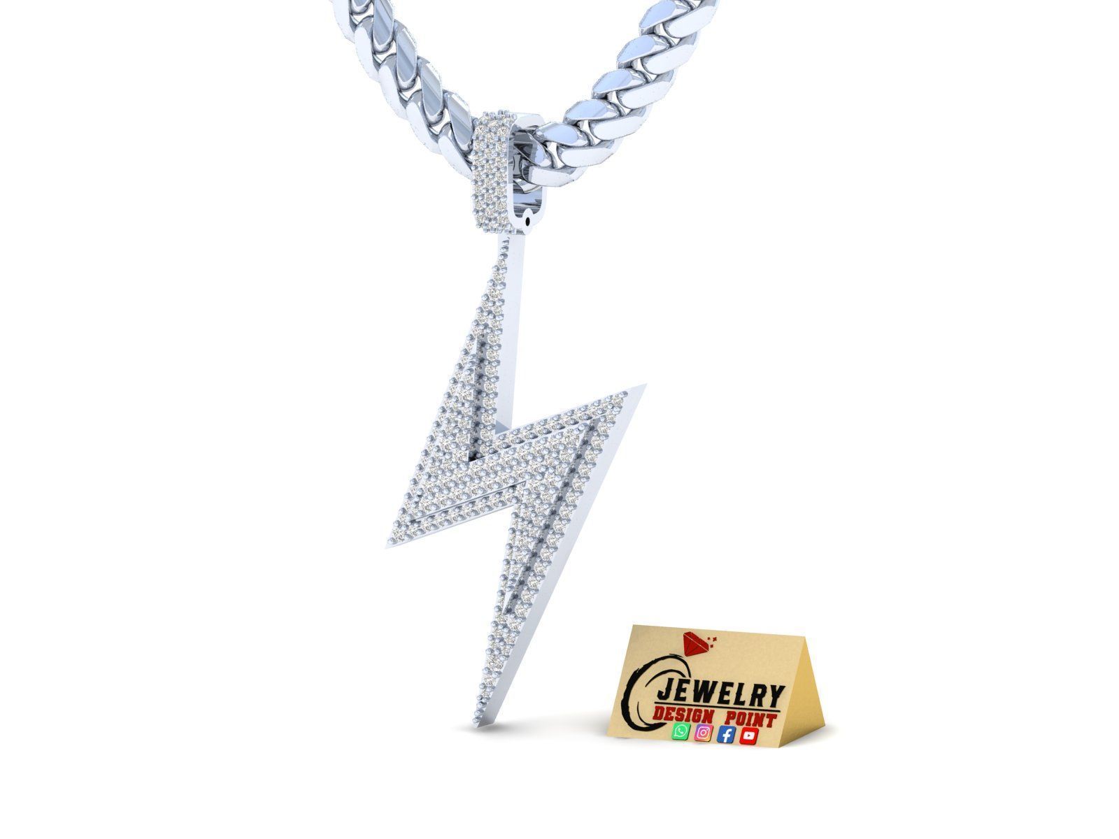Custom Lightning Bolt Pendant - thunder Logo - Flash Necklace 3D print model_3