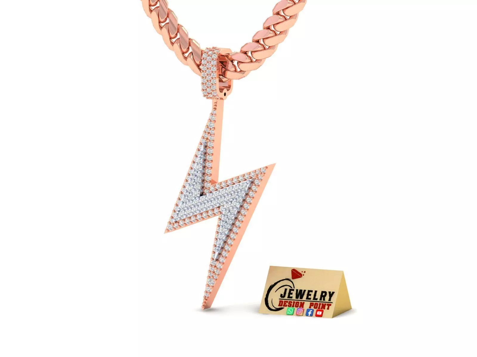 Custom Lightning Bolt Pendant - thunder Logo - Flash Necklace 3D print model_0