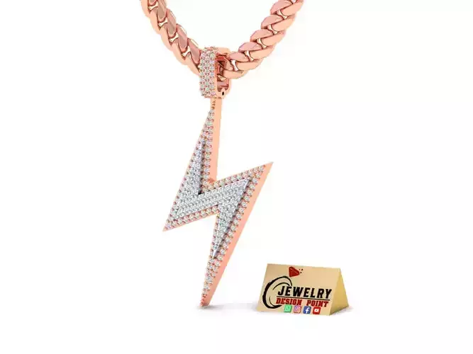 Custom Lightning Bolt Pendant - thunder Logo - Flash Necklace 3D print model