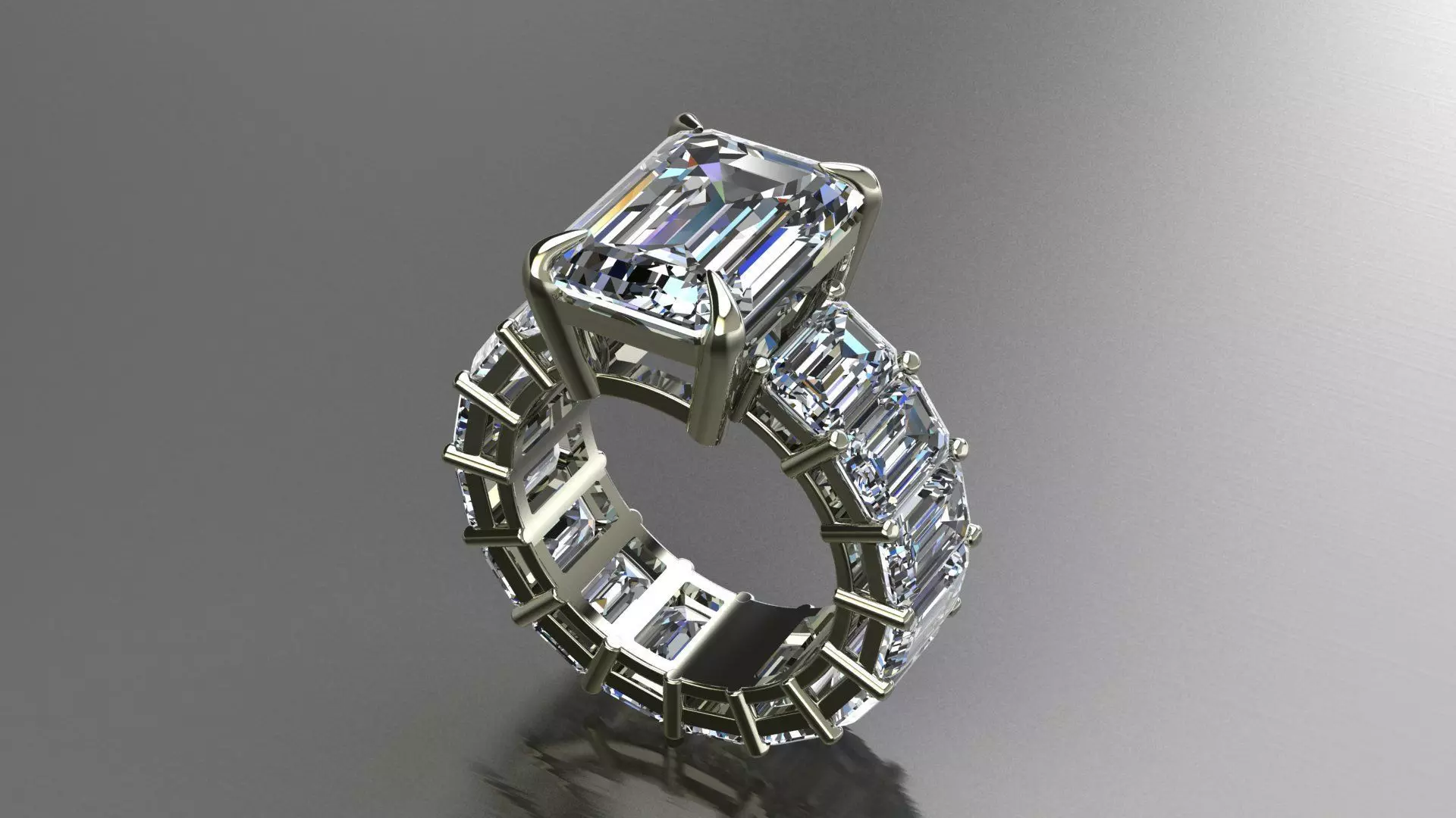 Emerald-cut Engagement Ring Free 3D print model