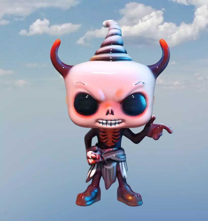 Chibi Halloween spoky Low-poly 3D model_0