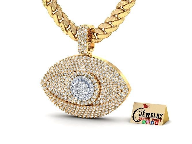 Custom Devil Eye Diamond Pendant - Evil Eye Necklace Unisex  3D print model