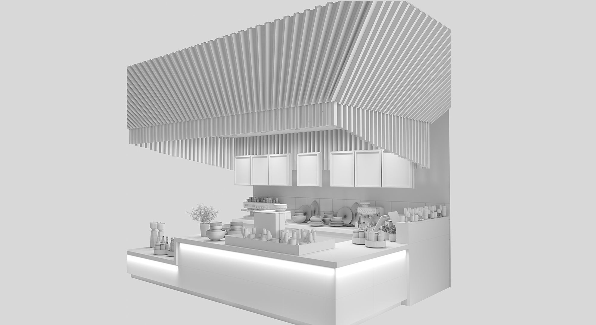 Coffee shop design with wood concrete Coffee 3D model_3