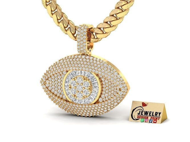 Custom Devil Eye Diamond Pendant - Evil Eye Necklace Unisex  3D print model
