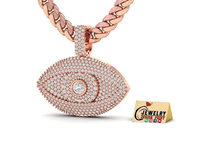 Custom Devil Eye Diamond Pendant - Evil Eye Necklace Unisex  3D print model