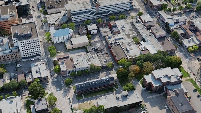 Urban city with large buildings 3D model 2