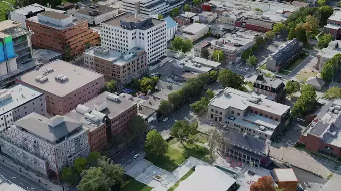 Urban city with large buildings 3D model