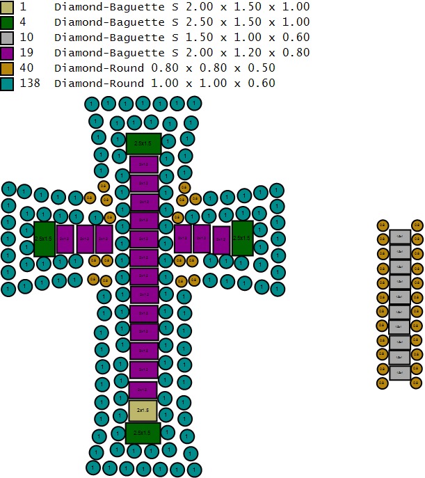 Custom Crusader Cross Diamond Pendant - Cruz Bizantina Necklace 3D print model_17