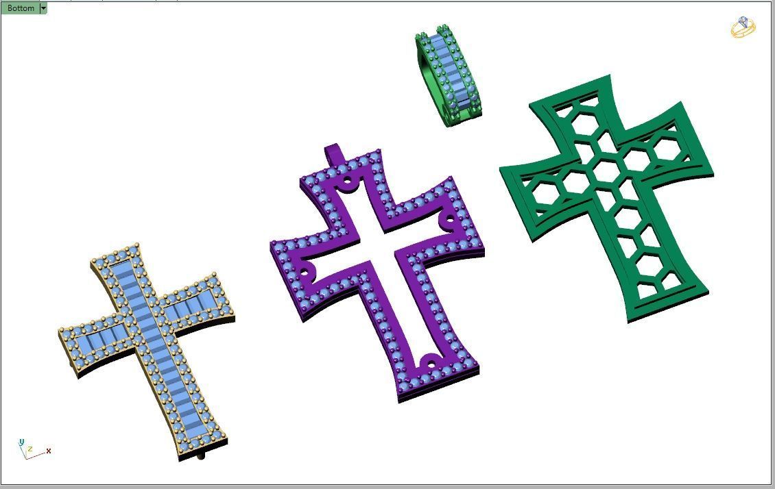 Custom Crusader Cross Diamond Pendant - Cruz Bizantina Necklace 3D print model_11