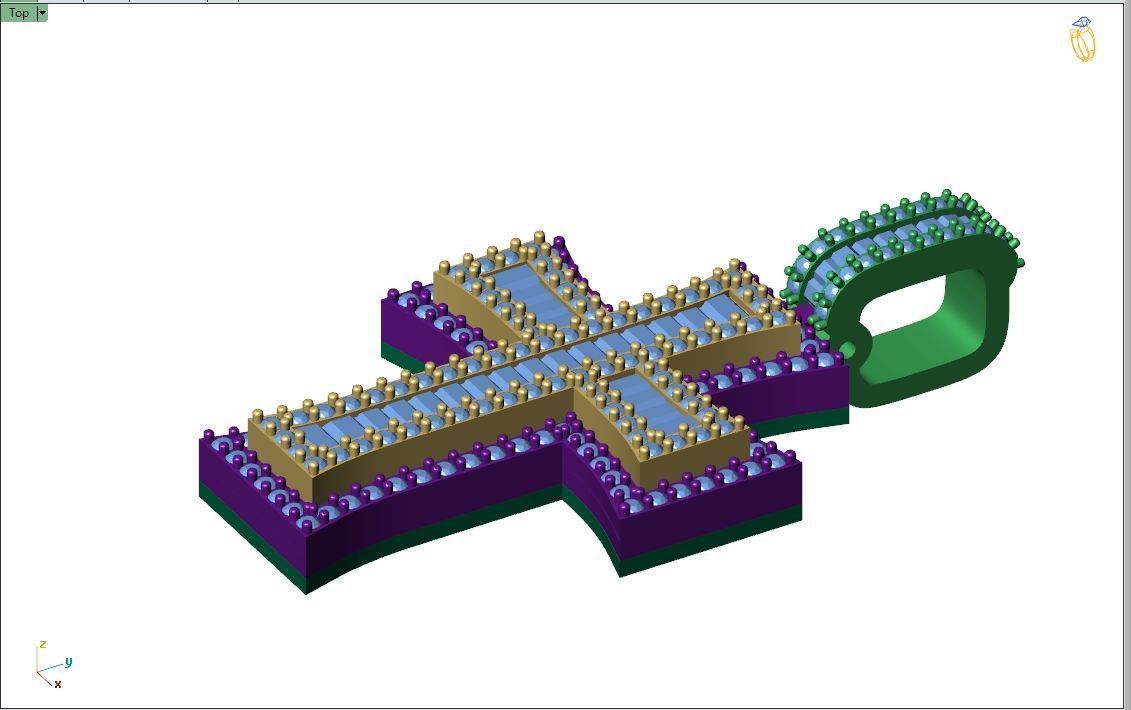 Custom Crusader Cross Diamond Pendant - Cruz Bizantina Necklace 3D print model_8