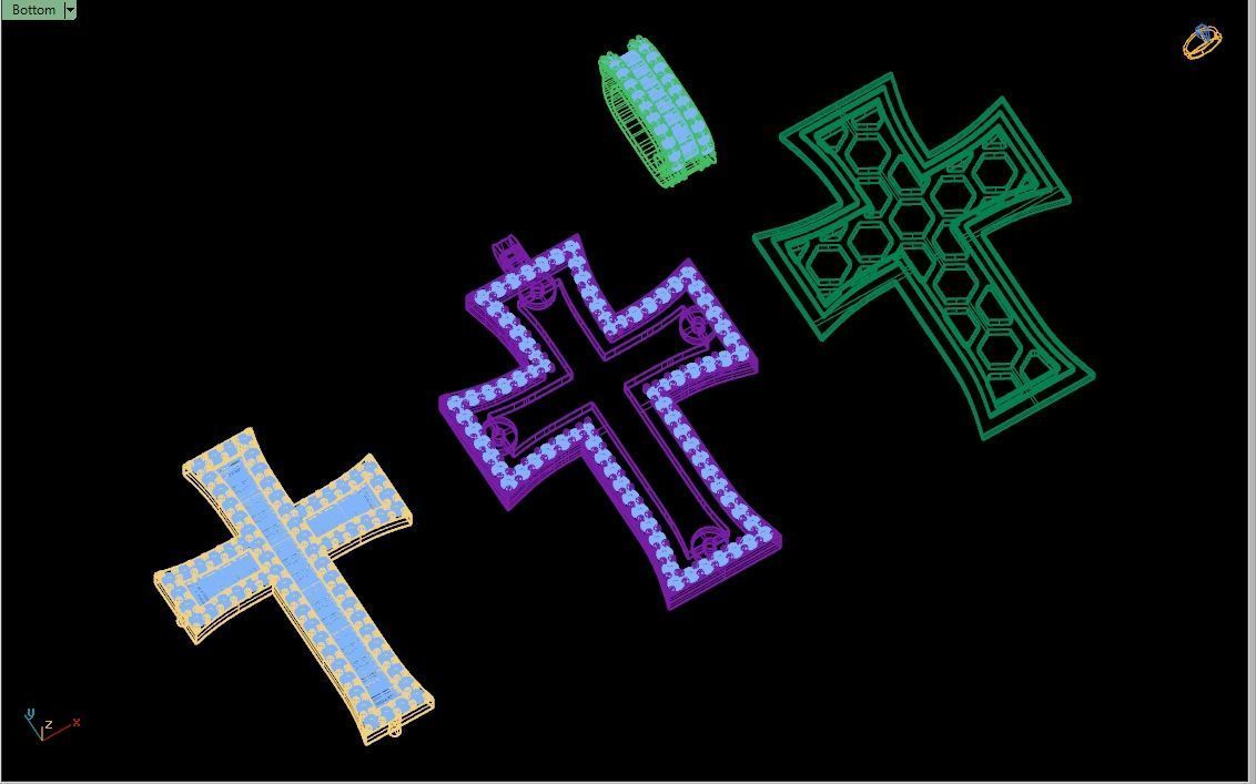 Custom Crusader Cross Diamond Pendant - Cruz Bizantina Necklace 3D print model_16