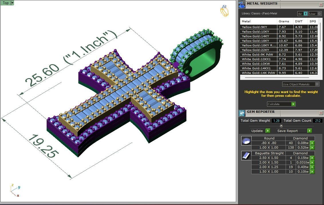 Custom Crusader Cross Diamond Pendant - Cruz Bizantina Necklace 3D print model_6