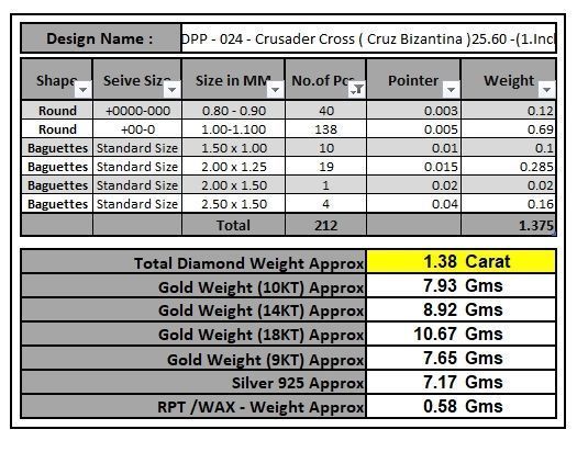 Custom Crusader Cross Diamond Pendant - Cruz Bizantina Necklace 3D print model_18