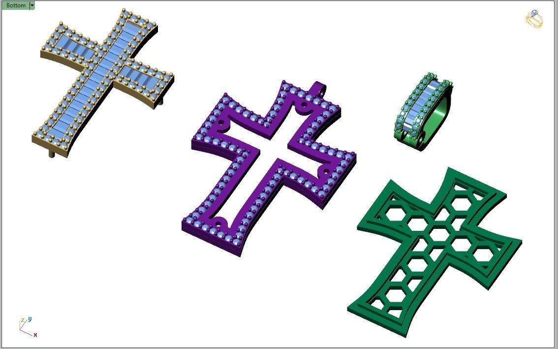 Custom Crusader Cross Diamond Pendant - Cruz Bizantina Necklace 3D print model_13