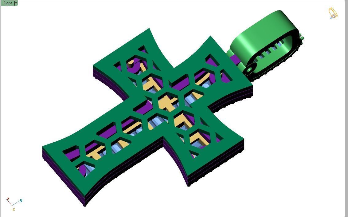 Custom Crusader Cross Diamond Pendant - Cruz Bizantina Necklace 3D print model_9