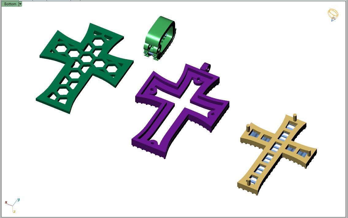 Custom Crusader Cross Diamond Pendant - Cruz Bizantina Necklace 3D print model_12