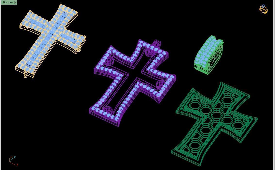 Custom Crusader Cross Diamond Pendant - Cruz Bizantina Necklace 3D print model_15