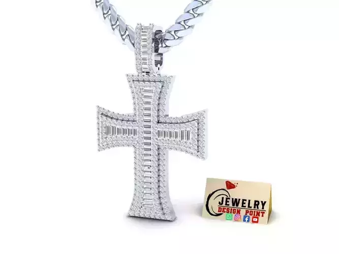 Custom Crusader Cross Diamond Pendant - Cruz Bizantina Necklace