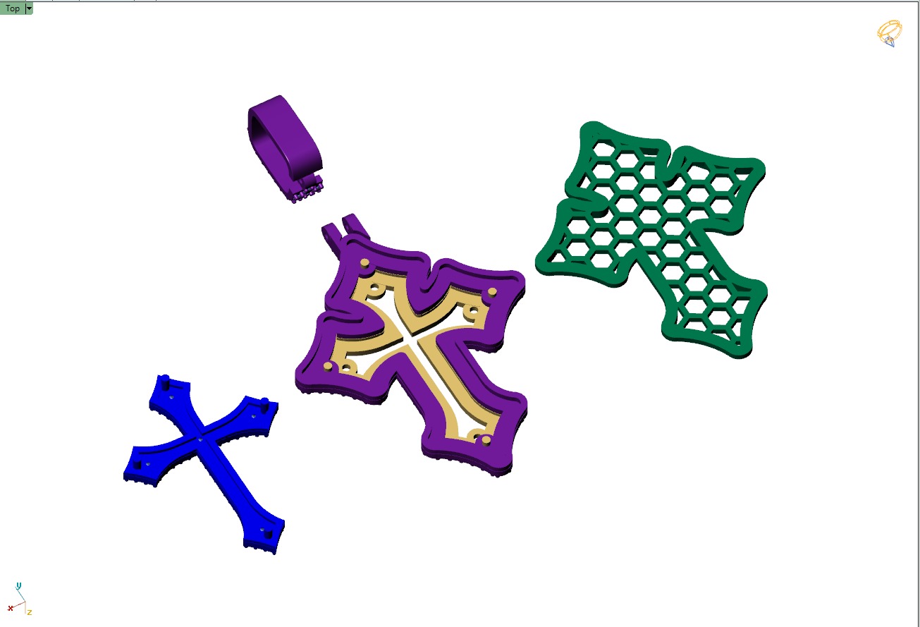 Custom Gothic Cross Diamond Pendant - Gothic Cross Necklace 3D print model_16