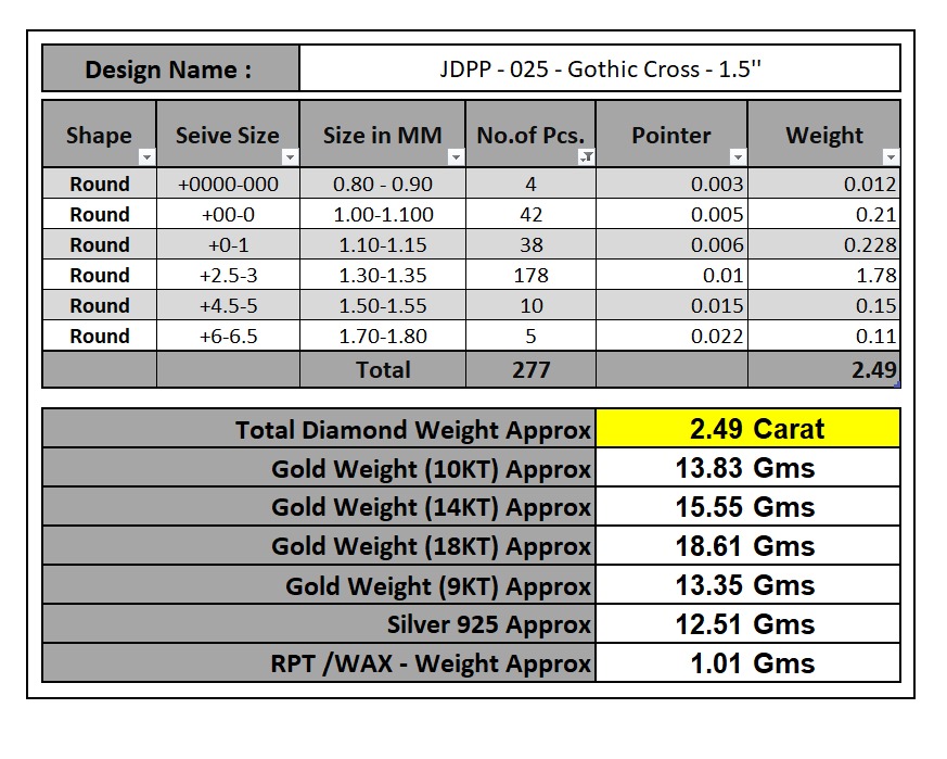 Custom Gothic Cross Diamond Pendant - Gothic Cross Necklace 3D print model_22