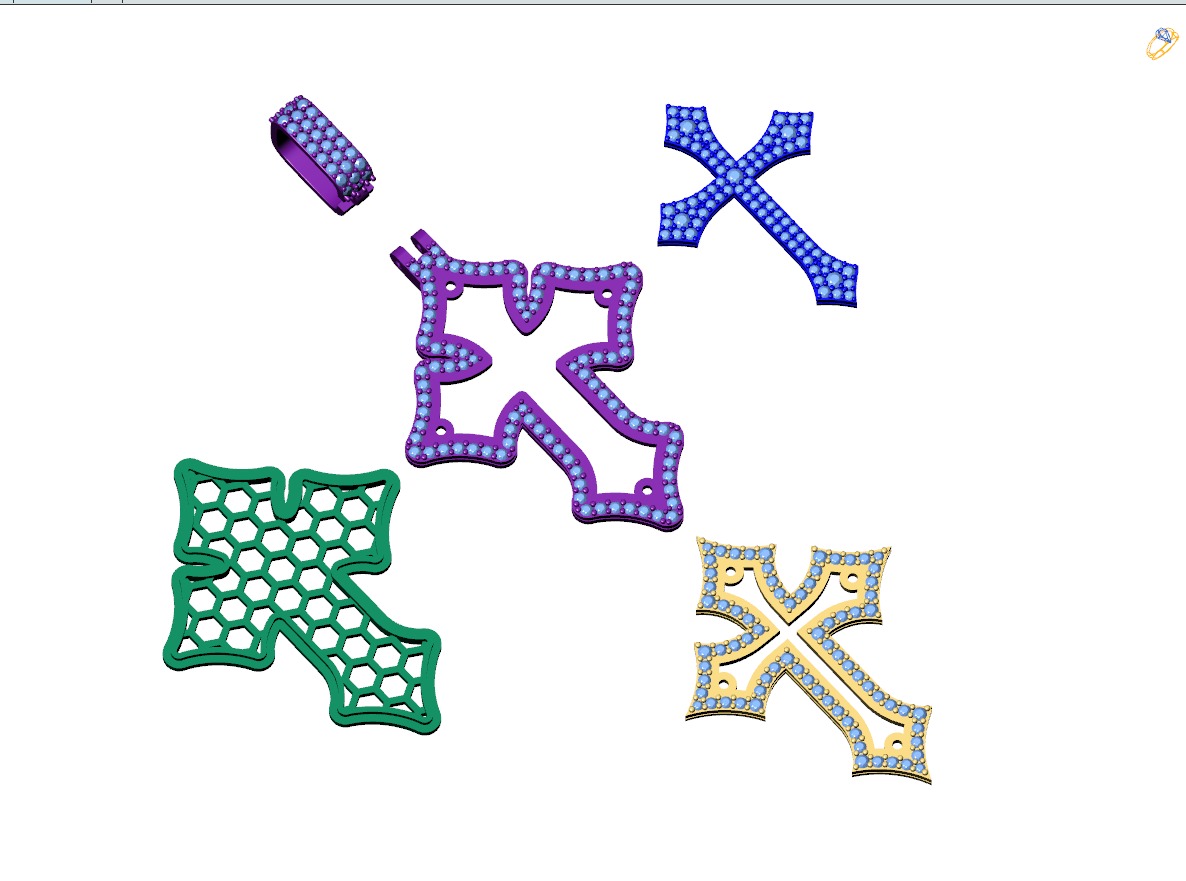 Custom Gothic Cross Diamond Pendant - Gothic Cross Necklace 3D print model_14