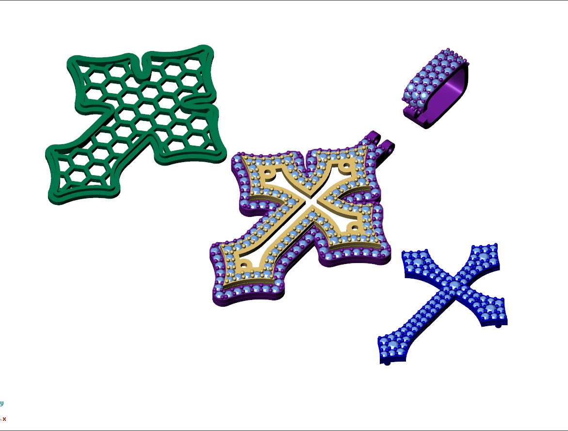 Custom Gothic Cross Diamond Pendant - Gothic Cross Necklace 3D print model_11