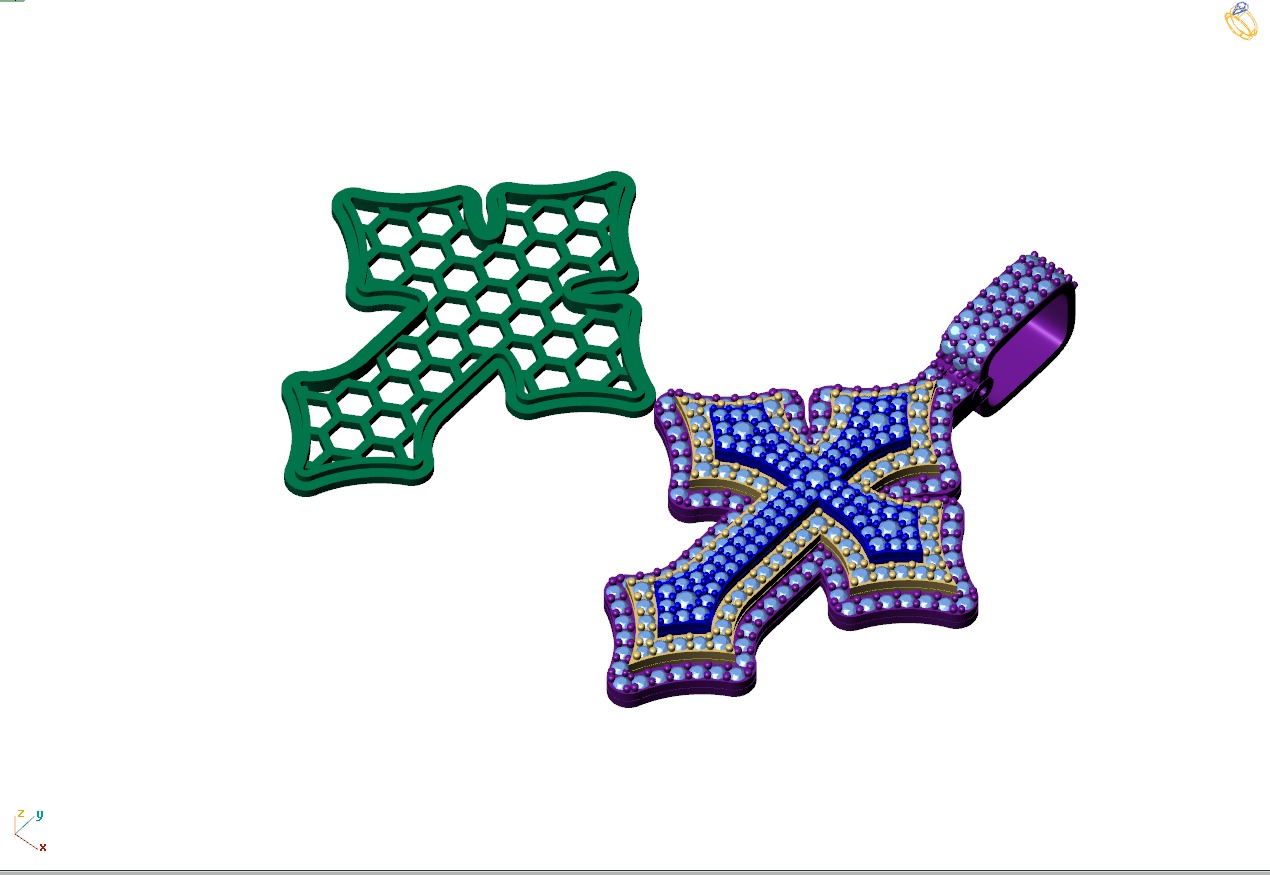 Custom Gothic Cross Diamond Pendant - Gothic Cross Necklace 3D print model_9