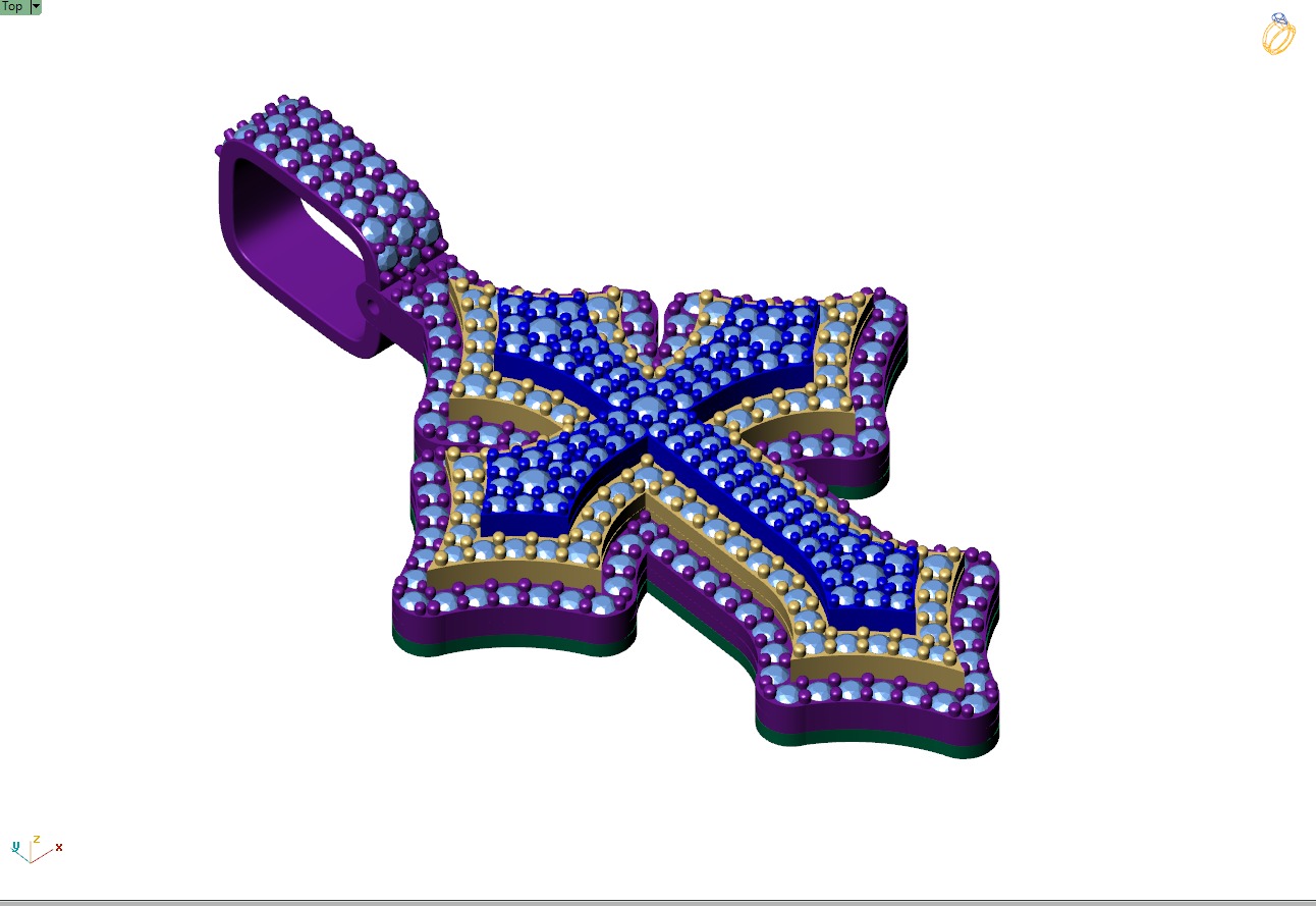 Custom Gothic Cross Diamond Pendant - Gothic Cross Necklace 3D print model_8