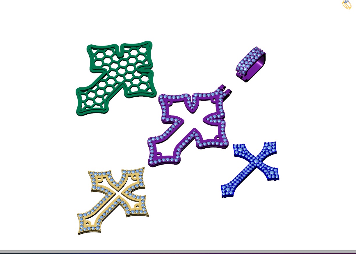 Custom Gothic Cross Diamond Pendant - Gothic Cross Necklace 3D print model_12