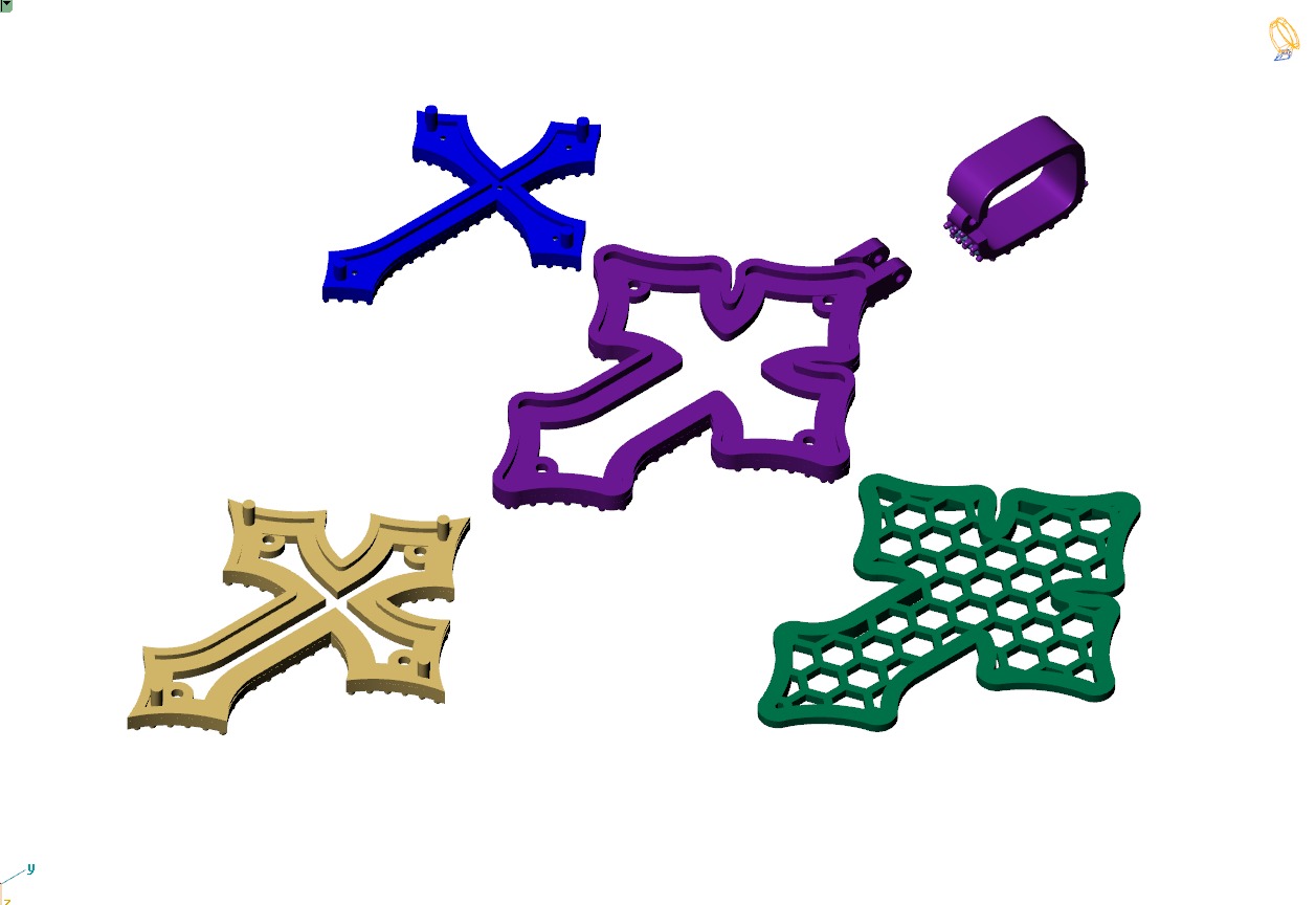 Custom Gothic Cross Diamond Pendant - Gothic Cross Necklace 3D print model_15