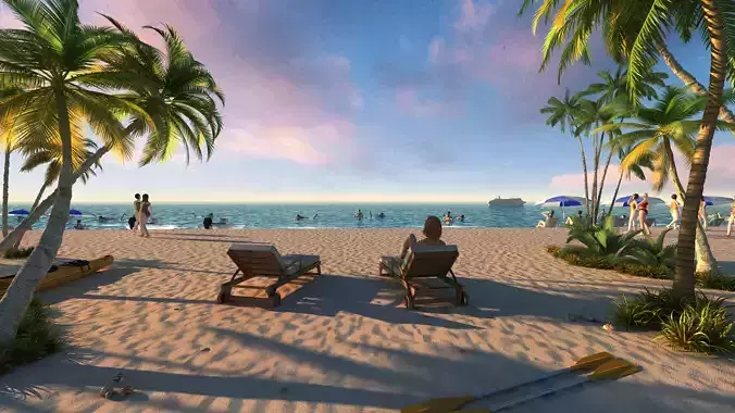 beach 3D model beach 3D model
