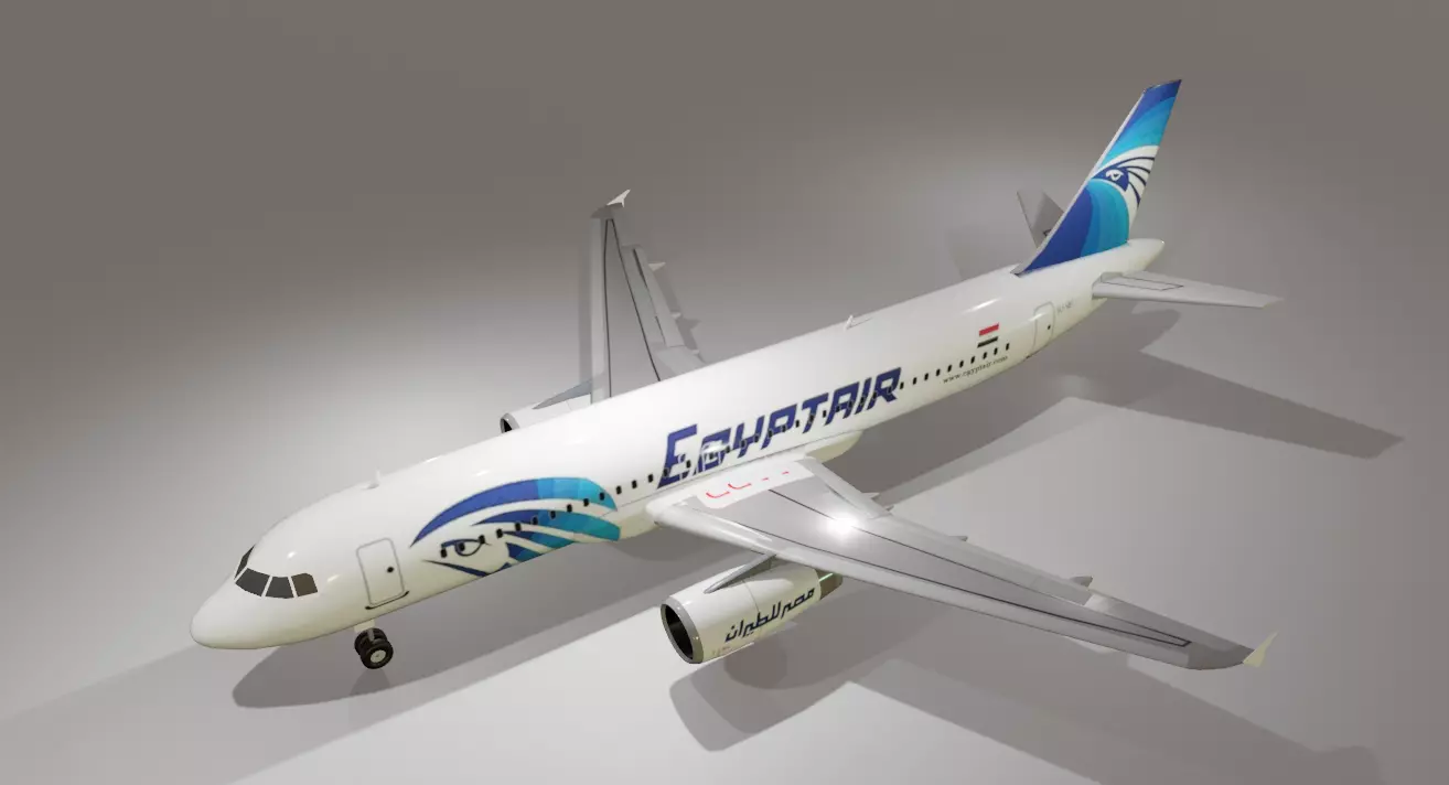 Egyptair airbus a320-232 low poly 3D Model Low-poly 3D model